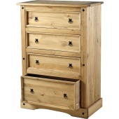 Corona 4 Drawer Chest Distressed Waxed Pine